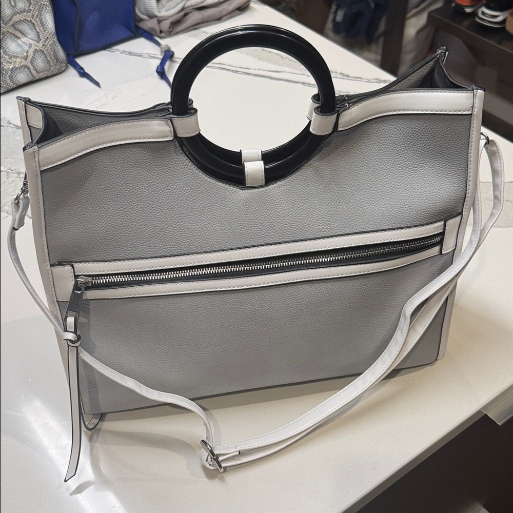 Chic Black and Gray Tote Bag Pleather Never Used